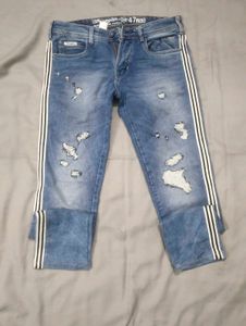 Wrangler Blue Denim Jeans with Side Stripe