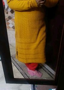 Mustard Cable Knit Turtleneck Sweater
