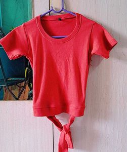 Red Tie-Back Crop Top