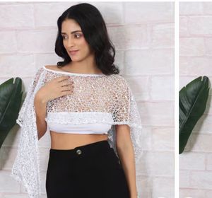 Shein White Lace Overlay Crop Top