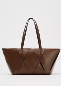 Zara Brown Woven Tote Bag