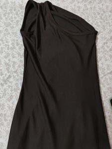 Chic brown One-Shoulder Ruched Midi Dress