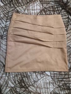 Tan Tiered Mini Skirt