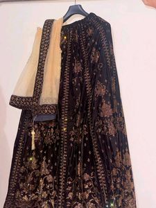 Elegant Black Velvet Lehenga Choli