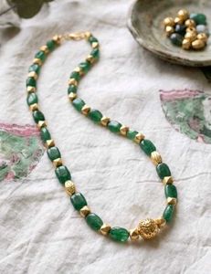 Emerald & Gold Beaded Necklace