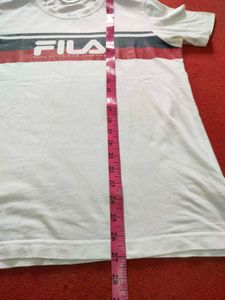 FILA White T-Shirt with Red and Blue Stripe