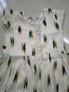 White Printed Ethnic Gown