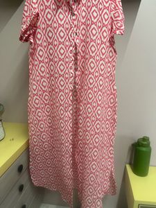 Pink Geometric Print Kurta