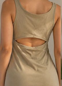 Olive Ruched Tank Dress