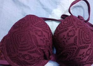 Maroon Textured Bikini Top