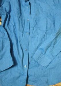 Blue Long-Sleeve Button-Up Shirt