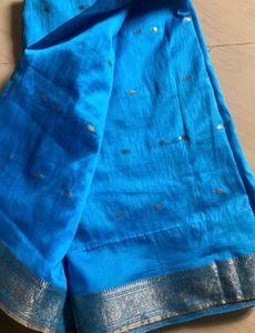 Vibrant Blue Silk Saree