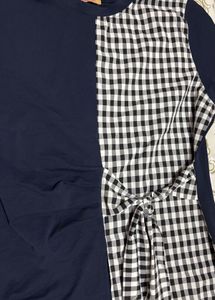Chic Navy &amp; Gingham Tie-Front Top