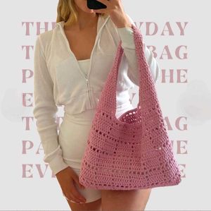 Chic Crochet Mesh Tote Bag