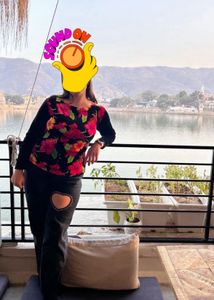 Floral Top &amp; Black Pants Set