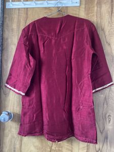 Maroon Embroidered Kurta