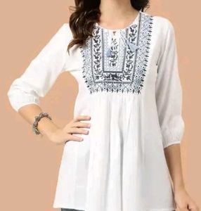 Elegant White Kurta with Black Embroidery