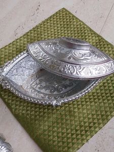 Vintage Silver Decorative Bowl with Incense Holder