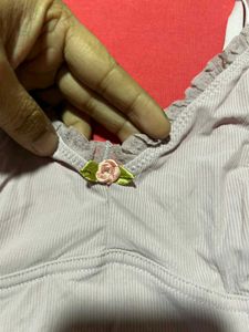 Pink Stripe Frill Strap Bralette
