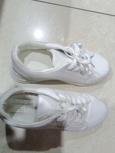 White Lace-Up Sneakers