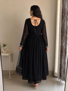 Black &amp; white embroidered kurta with sharara