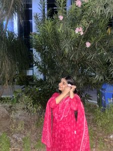 Elegant Anarkali Pink Kurta Set with Dupatta