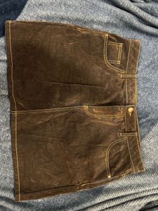 Brown Velvet Mini Skirt