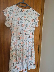 Cute Floral Print Flutter Sleeve Dress