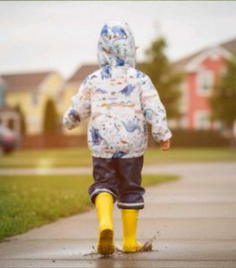 Dinosaur Print Kids' Windbreaker Jacke