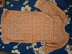 Peach Floral Print Kurta with Pants