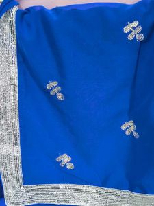 New Elegant Blue Embroidered Saree