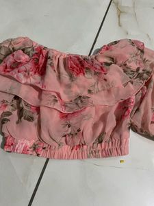 Chic Floral Ruffle Off-Shoulder Top