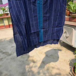 Navy Blue Striped Kurta