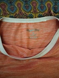 Orange Striped Sleeve T-Shirt