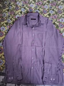 Men's Purple Striped Casual Shirt