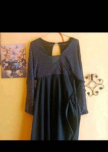 Sparkling Navy Blue Gown with Leggings