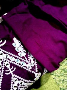 Maroon Embroidered Kurta Set