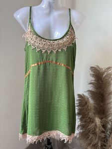 Elegant Green Lace Trimmed Gown
