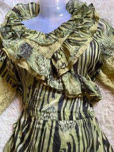 Boho Ruffle Zebra Print Top