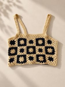 Crochet Square Neck Crop Top