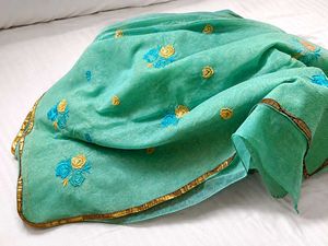 Elegant Aqua Blue Embroidered Saree