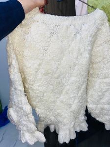 Off White Rose Woolen Sweater