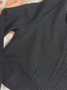 Shein Black Ribbed Long Sleeve Top