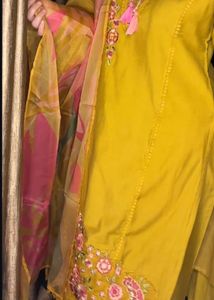Fully Embroidered Yellow Kurta Set