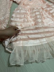 Chic Peach Lace Frock Dress