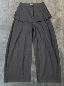 Wide-Leg Pants with Skirt Overlay