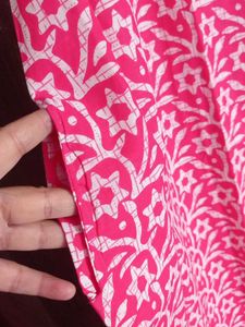 Pink Batik Duppata Nighty With Pocket