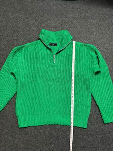 Green Half-Zip Knit Sweater