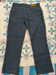 Zara Cropped Classic Straight Blue Denim Jeans