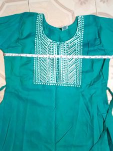 Beautiful Teal Kurta with White Embroidery